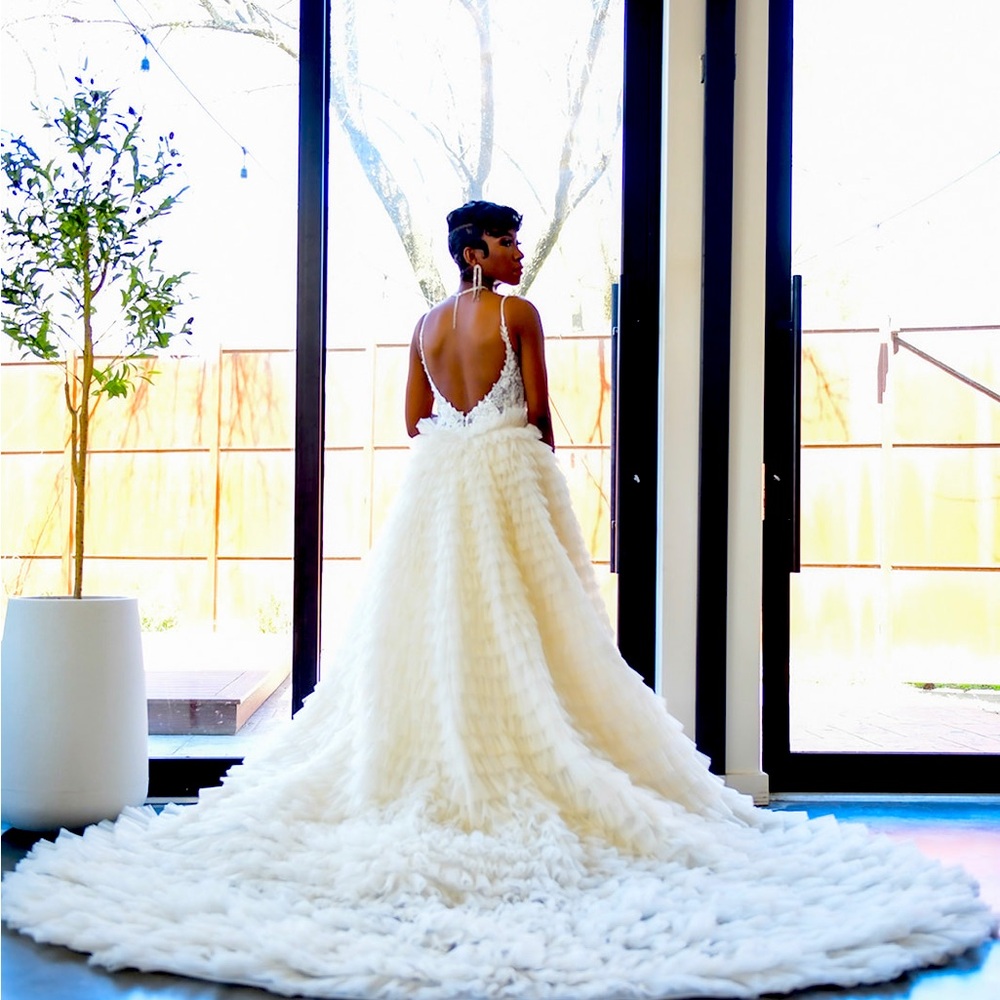 Ivory detachable wedding dress skirt.